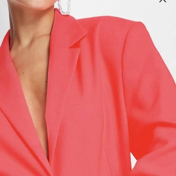 ASOS  NWOT $93  Oversized Grandad Blazer in Fluro Orange Size 8 - Picture 9 of 13